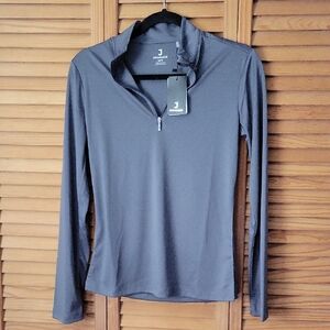 Joymasar NWT Gray Moisture Wicking Quarter Zip Long Sleeve ActivewearTop Size XS